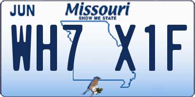 MO license plate WH7X1F