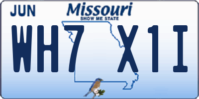 MO license plate WH7X1I