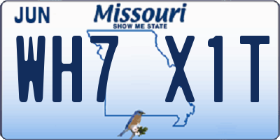 MO license plate WH7X1T