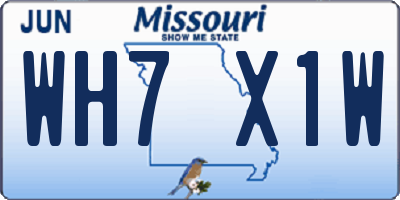 MO license plate WH7X1W