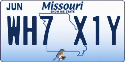 MO license plate WH7X1Y