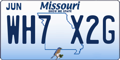 MO license plate WH7X2G