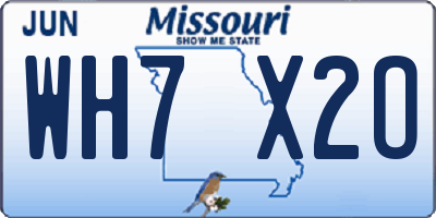 MO license plate WH7X2O