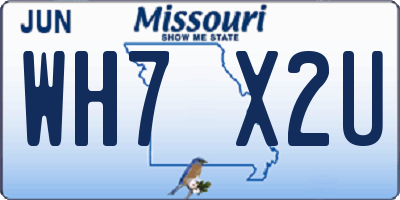 MO license plate WH7X2U