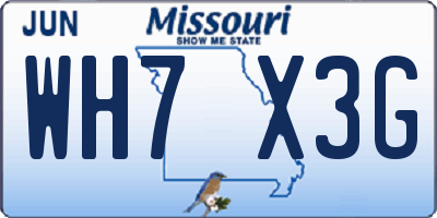 MO license plate WH7X3G