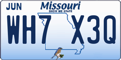 MO license plate WH7X3Q