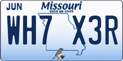 MO license plate WH7X3R