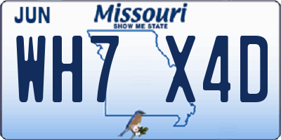 MO license plate WH7X4D
