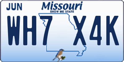 MO license plate WH7X4K