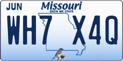 MO license plate WH7X4Q