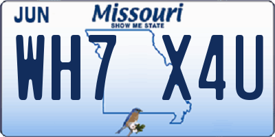 MO license plate WH7X4U