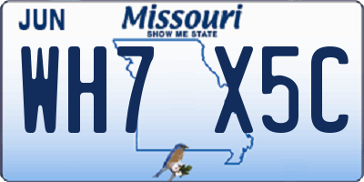 MO license plate WH7X5C