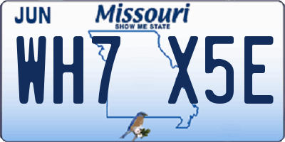 MO license plate WH7X5E