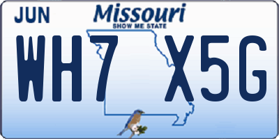 MO license plate WH7X5G