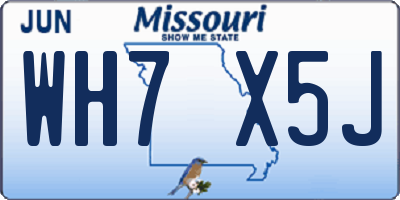 MO license plate WH7X5J