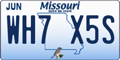 MO license plate WH7X5S
