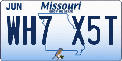 MO license plate WH7X5T