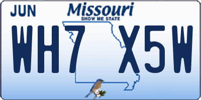 MO license plate WH7X5W