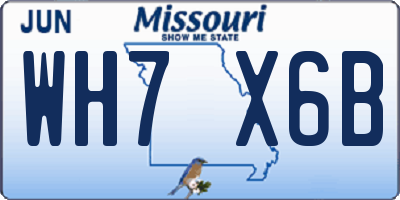 MO license plate WH7X6B