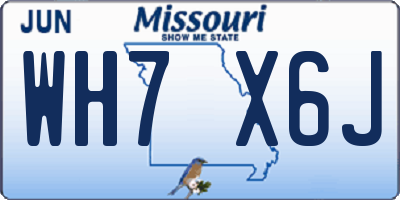 MO license plate WH7X6J