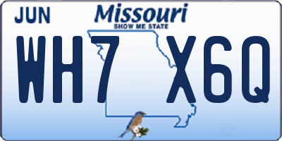 MO license plate WH7X6Q