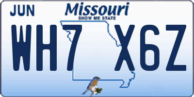 MO license plate WH7X6Z