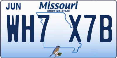 MO license plate WH7X7B