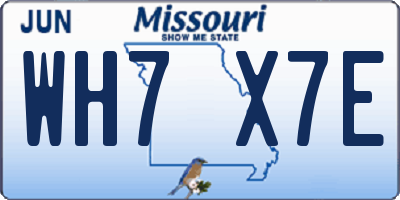 MO license plate WH7X7E