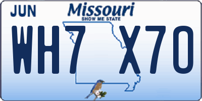 MO license plate WH7X7O