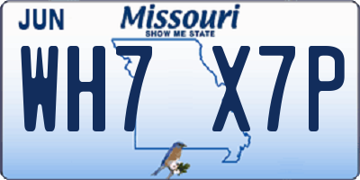 MO license plate WH7X7P