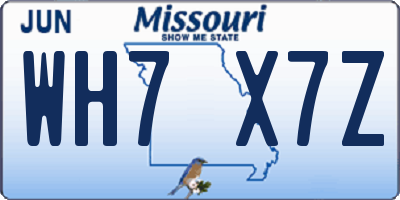 MO license plate WH7X7Z