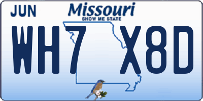 MO license plate WH7X8D