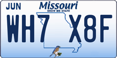 MO license plate WH7X8F
