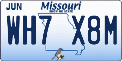 MO license plate WH7X8M