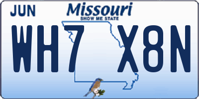 MO license plate WH7X8N