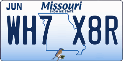 MO license plate WH7X8R