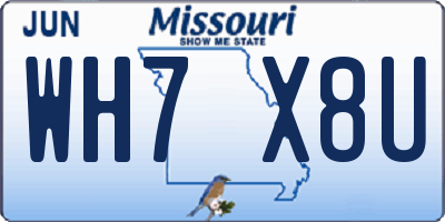 MO license plate WH7X8U