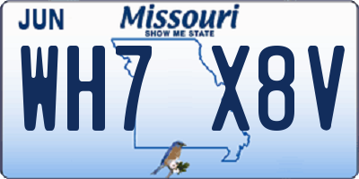 MO license plate WH7X8V