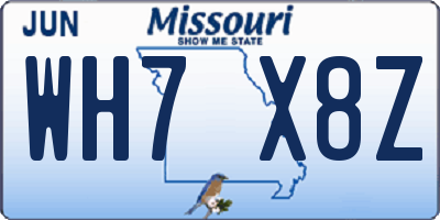 MO license plate WH7X8Z