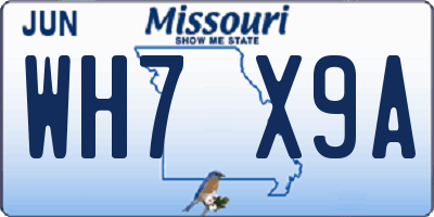 MO license plate WH7X9A