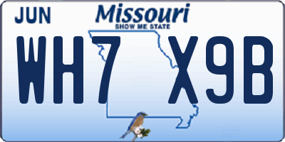 MO license plate WH7X9B