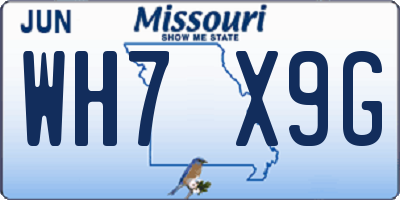 MO license plate WH7X9G