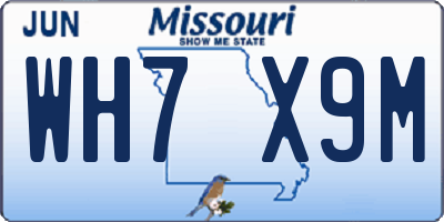 MO license plate WH7X9M