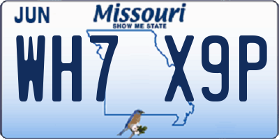 MO license plate WH7X9P
