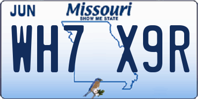 MO license plate WH7X9R