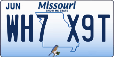 MO license plate WH7X9T