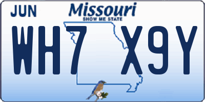 MO license plate WH7X9Y