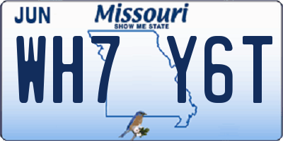 MO license plate WH7Y6T