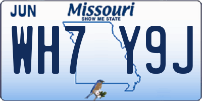 MO license plate WH7Y9J
