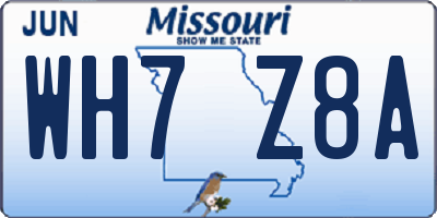 MO license plate WH7Z8A